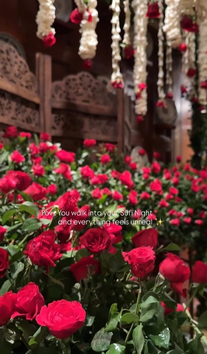 Sufi night red rose floral setup by Revaah Decor
